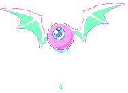 pastel eyeball with bat wings
