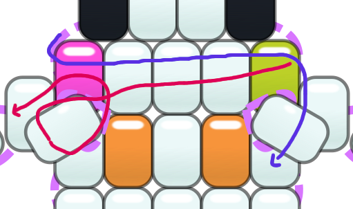 bead diagram of an additional bead being added onto a flat ladder stitch design