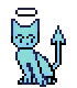 blue cat with halo and devil tail