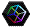 rainbow wireframe cube hexagonal stamp