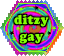 rainbow ditzy gay hexagonal stamp