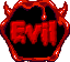 evil stamp with devil horns hexagonal stamp