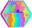 animated rainbow hearts hexagonal stamp