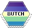 butch flag with text: butch hexagonal stamp