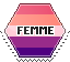 femme flag with text: femme hexagonal stamp