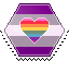 graysexual flag with a rainbow heart hexagonal stamp