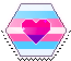 white, blue, and pink pride flag with a bisexual heart hexagonal stamp