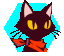 black cat hexagonal stamp
