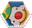 blue clown hexagonal stamp