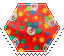 red clown fabric hexagonal stamp