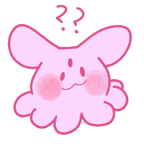 confused fluffy pink thing with three eyes