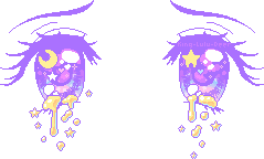 lavender-hued transparent pixel art of crying anime eyes
