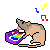 pixel art of a naked rat playing a tiny toy piano