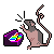 pixel art of a naked rat playing a tiny toy piano