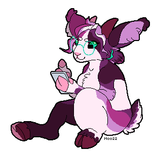 pixel art of an anthromorphic goat scrolling on her phone