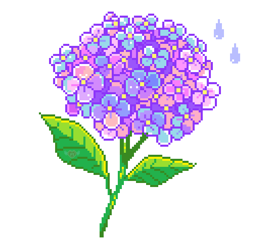 pixel art of a hydrangea bloom